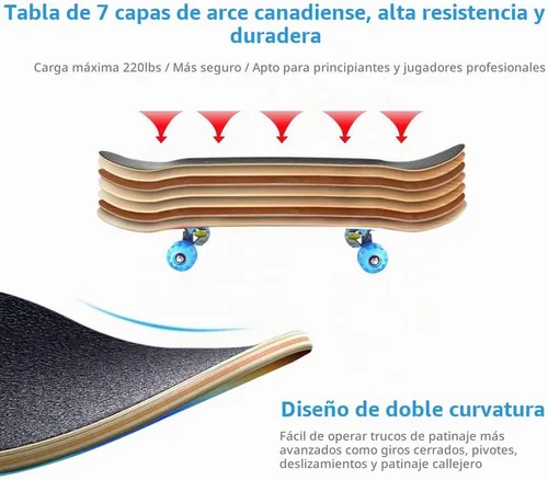 Vista 4 de PHOEROS Complete Skateboards- Standard Skateboards for Beginners Kids Boys noche skaype