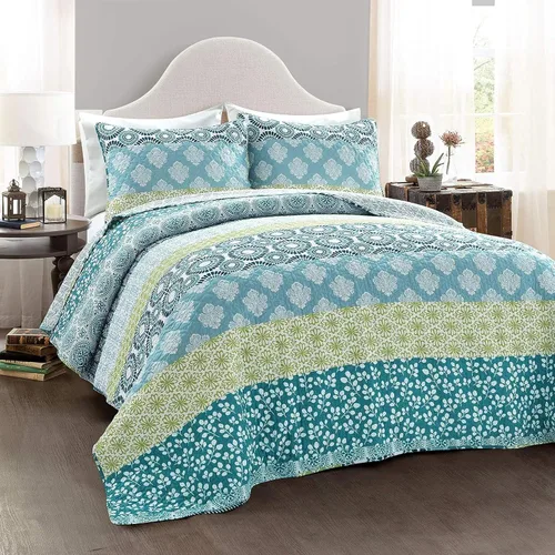 Vista 13 de Lush Decor - Juego de ropa de cama de 3 piezas, colorido diseño bohemio a rayas, reversible