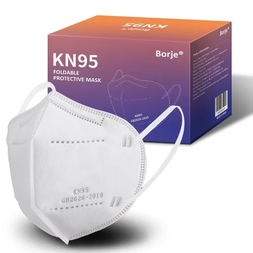 Vista 12 de Borje Mascarillas KN95, 50 unidades, envueltas individualmente, protección de 5 capas, mascarillas KN95 negras, mascarillas desechables para adultos