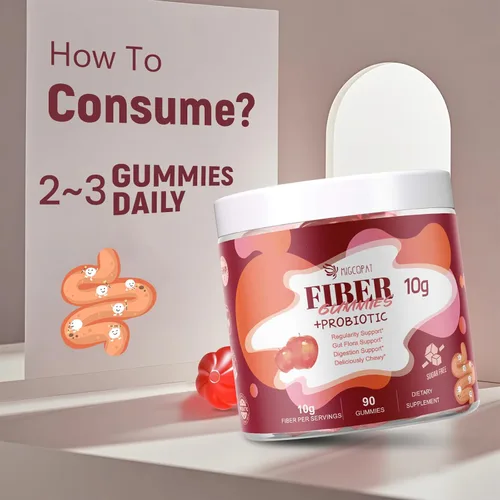 Vista 8 de Gominolas de fibra Migcopat con probióticos, 10 g de fibra por porción, sin azúcar añadida sabor a manzana, con mezcla de 10 mil millones de UFC