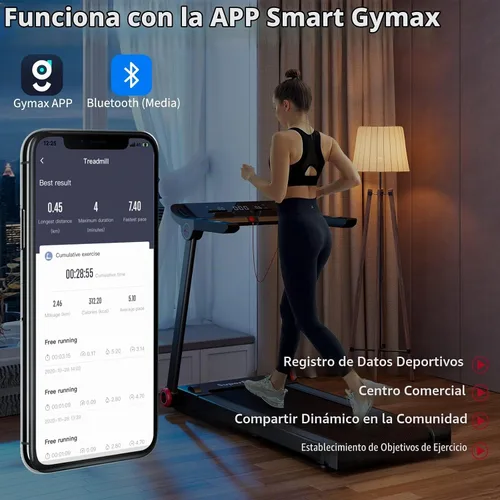 Vista 5 de Goplus Cinta de correr plegable de 3.75 HP, caminadora independiente Superfit con aplicación, 12 programas preestablecidos, pantalla LCD, monitor