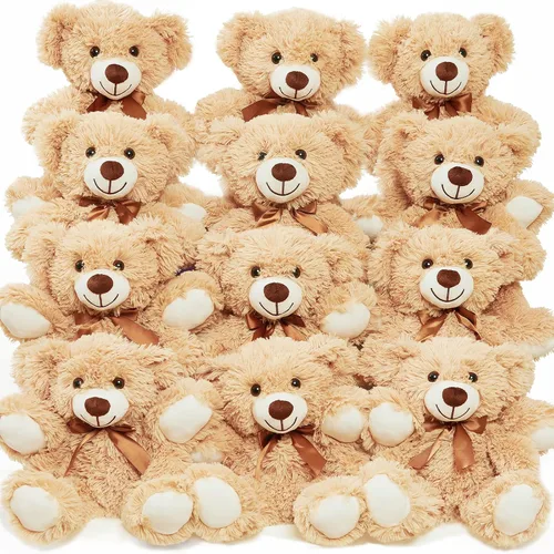 Vista 8 de Paquete de 5 osos de peluche a granel, juguetes de peluche, regalo para niños y novias, osos de peluche de 13.5 pulgadas para Navidad, San Valentín