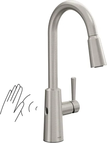 Vista 19 de Moen Riley - Grifo de cocina cromado de una sola manija con sistema de extracción que incluye Power Boost para una limpieza más rápida y sistema