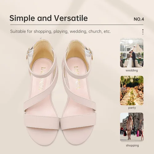 Vista 6 de Sandalias para niñas, tacones para niños, puntera abierta, correa al tobillo, zapatos de vestir, flores para boda, fiesta para niños pequeños