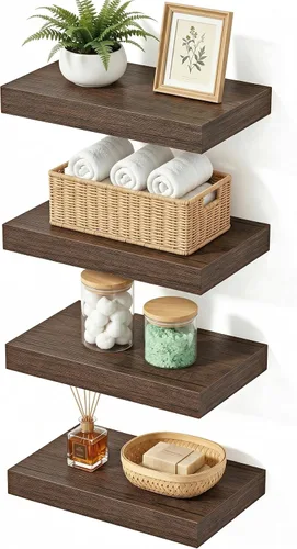 Vista 29 de Estantes flotantes de baño para pared, estantes de baño sobre el inodoro, estantes de pared y estante para libros, estante colgante, estantes