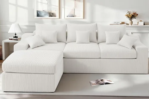 Vista 23 de HABUTWAY Sofá modular modular de 101 pulgadas con asiento profundo, moderno sofá convertible en forma de L, sofá tapizado con diván para sala