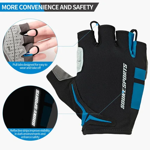 Vista 4 de Souke Sports Guantes de ciclismo para hombre con almohadillas de gel, guantes de bicicleta de medio dedo, ligeros, antideslizantes, absorben