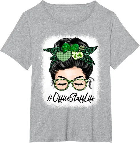 Vista 21 de Office Staff - Camiseta de trébol para mujer, diseño de moño desordenado, Verde