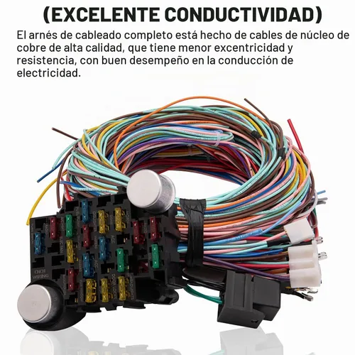 Vista 2 de Kit de arnés de cableado de 21 circuitos, cables universales extralargos para Ford, Chevy, Chrysler, Mopar Hotrods y Ratrods
