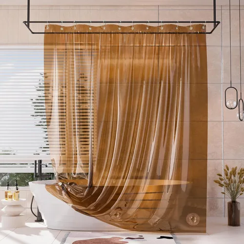Vista 17 de AmazerBath Forro de cortina de ducha, 100% EVA, suave ámbar transparente, resistente, cortina de ducha y forro 2 en 1, 72 x 72 pulgadas, forro