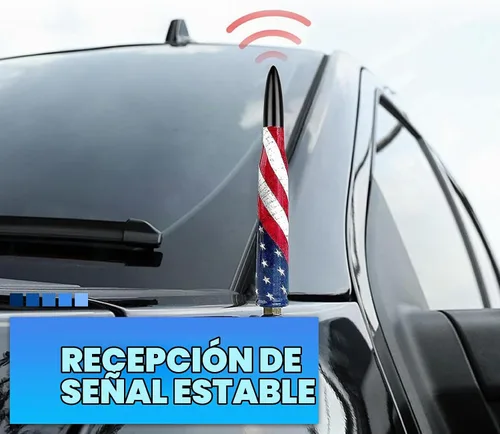 Vista 4 de 1 pieza de antena de bala modificada para coche, antena decorativa personalizada antirrobo con bandera americana de 5.5", señal estable con Bandera