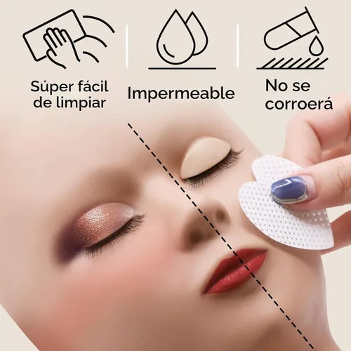 Vista 4 de Cabeza de maniquí para pestañas Embagol con 2 capas de párpados reemplazables, párpados de doble capa de repuesto para la práctica y el Cabeza