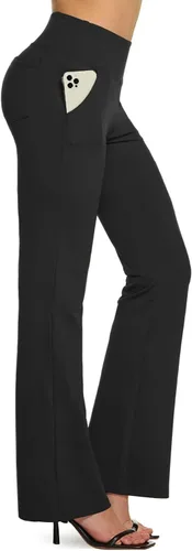 Vista 2 de TSLA Pantalones de yoga y vestir para mujer, 2931 pulgadas, pantalones de trabajo casuales de oficina, pantalones elásticos de pierna recta con 4