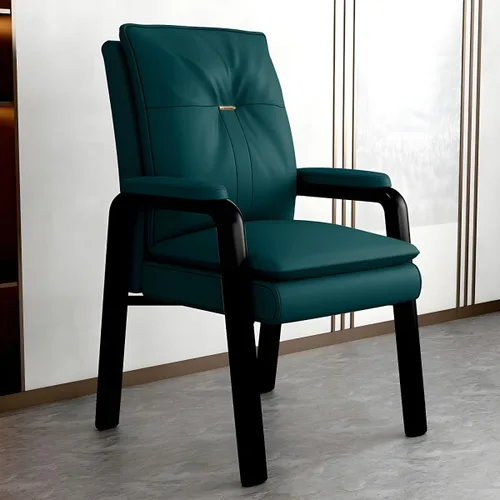 Vista 41 de PU Leather Conference Chair with Fixed Arms High-Back Ergonomic Mahjong Chair Chess Card Room Backrest Computer Chair Long-Term Sitting Mahjong