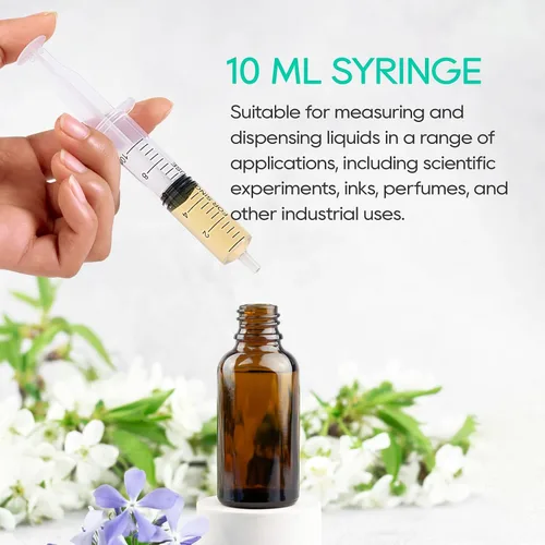 Vista 6 de JOLLY PARTY Jeringa de plástico de 10ml, jeringa pequeña con tapa de punta, paquete de 30 jeringas orales para laboratorios científicos