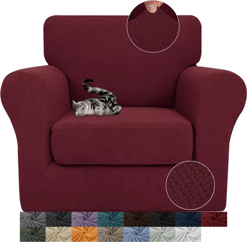 Vista 43 de JIVINER Fundas de sofá de 3 piezas para sofá de 2 cojines, funda elástica para sofá con 2 fundas de cojín de asiento extra grandes, fundas de sofá