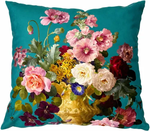 Vista 35 de Funda de cojín floral ligera de lujo, 18 x 18 pulgadas, pintura al óleo retro victoriana de doble cara, fondo negro, flor vibrante, funda de cojín