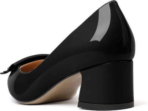 Vista 5 de Eldof Tacones para mujer, tacón grueso, sin cordones, punta puntiaguda, tacón bajo, zapatos de oficina para fiesta, 2 pulgadas