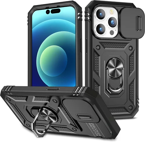 Vista 9 de Funda para iPhone 11, soporte giratorio y cubierta deslizante Verde Rosa