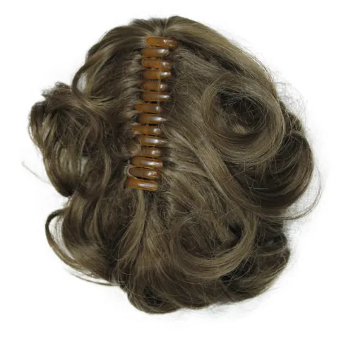 Vista 4 de Wiginway Cola de caballo de pelo para mujer, extensiones de cabello ondulado con clip, color marrón dorado rojizo claro # 12 Marrón dorado rojizo