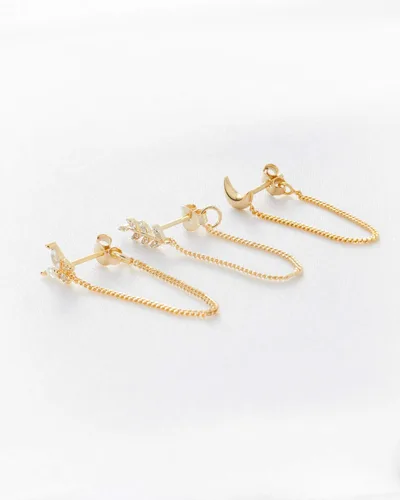 Vista 5 de MILLA Silver & Gold Chain Earrings for Women - 14K Gold Butterfly Earrings for Women & More Trendy Earrings Styles - Comfortable Cute Earrings
