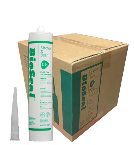 Vista 8 de White BioSeal - Calafateo sellador 100% silicona para cocina y baño, resistente al agua y sin olor, cartucho de 10.1 onzas, color blanco