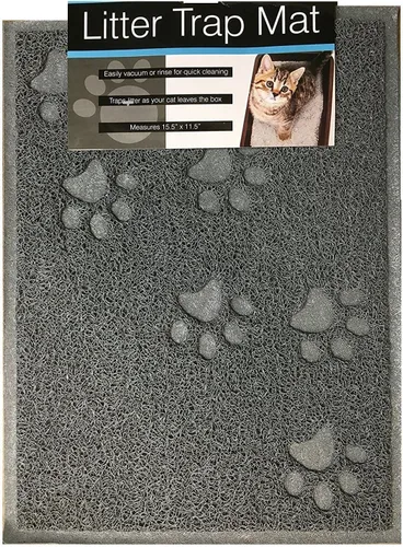 Vista 10 de Bulk Buys Tapete para caja de arena para gatos, malla de PVC suave, ayuda a controlar la dispersión y el desorden, parte trasera antideslizante