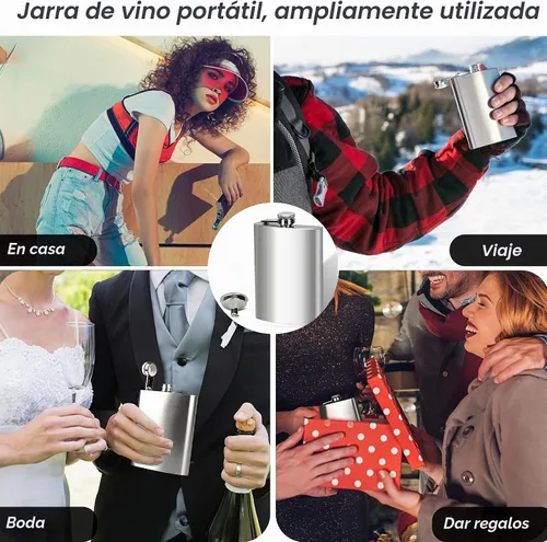 Vista 7 de Frasco de 8 onzas para hombre, frasco de acero inoxidable a prueba de fugas con embudo, ideal para acampar y regalar