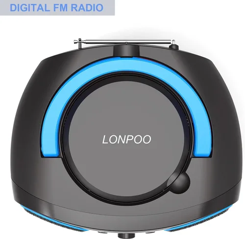 Vista 7 de Reproductor de CD Boombox, LP-D02 portátil Bluetooth FM Radio Sistema de sonido estéreo con sonido cristalino, reproducción de MP3, entrada USB