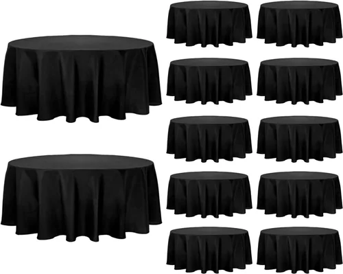 Vista 14 de Fivenl Paquete de 8 manteles redondos de 70 pulgadas, color negro, tela de poliéster lavable a granel, para bodas, fiestas, recepciones, banquetes