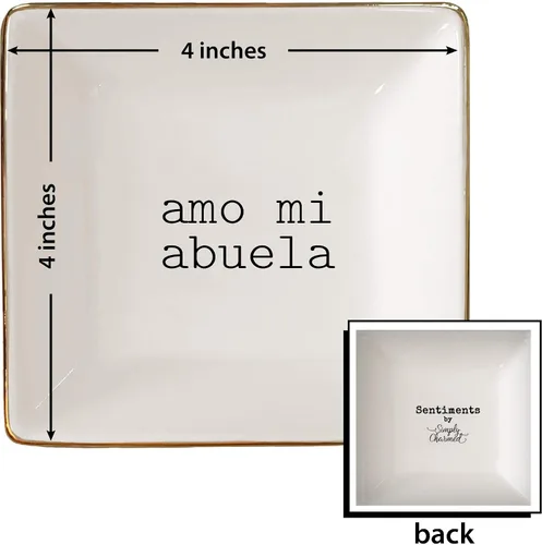 Vista 6 de Simply Charmed Amo Mi Abuela - Lindo regalo español para abuela - Soporte para platos o anillos de cerámica para joyas - Elegante bandeja