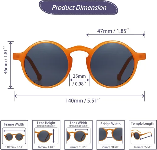 Vista 3 de Xpectrum Gafas de sol redondas pequeñas unisex ligeras Hippie Circular Plástico Retro Lennon Boho Gafas