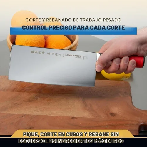 Vista 4 de Dexter -Russell - Cuchillo chino de chef de 8 x 3¼ pulgadas SG5888 Hoja de acero de alto carbono Mango ergonómico rojo SOFGRIP Resistente a