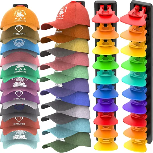 Vista 11 de Organizador de Sombreros para Gorras de Béisbol que Sostiene Hasta 40 Sombreros, Paquete de 2 Percheros de Sombreros para Pared, Soporte