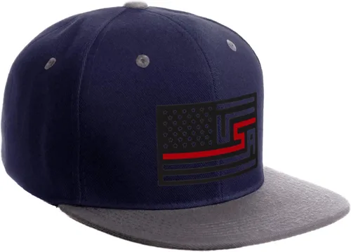 Vista 8 de I&W Hatgear Bandera de Rediseño de Estados Unidos Delgada Azul Línea Roja Soporte American Servicemen Sombrero El Snapback Línea Azul Delgada