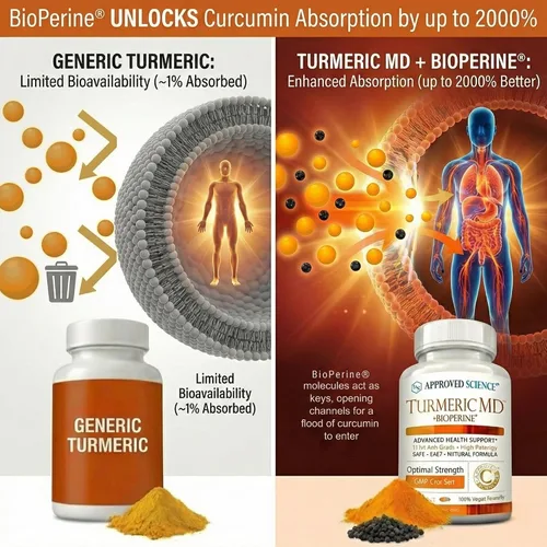Vista 4 de Approved Science Turmeric MD - con BioPerine y curcuminoides de cúrcuma estandarizados al 95% - 180 cápsulas (suministro de 3 meses)
