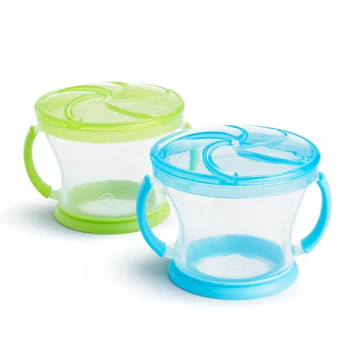 Vista 7 de Munchkin Snack Catcher - Tazas para aperitivos para niños pequeños, sin derrames, paquete de 2, rosa/morado Rosado/Púrpura