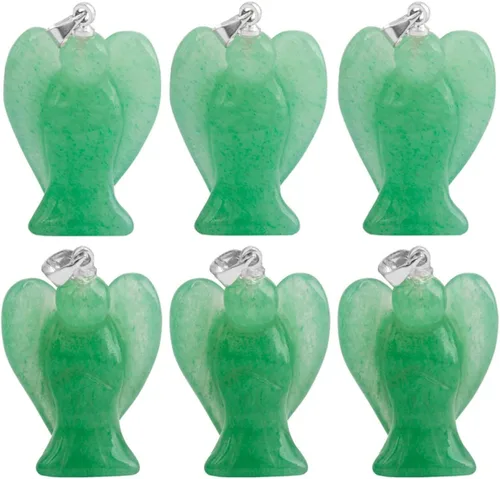 Vista 6 de TUMBEELLUWA 4 collares con colgante de piedra de cristal natural para mujer, colgantes de piedra de cuarzo curativo Reiki a granel con cadenas