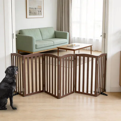 Vista 27 de Puerta Independiente para Perros para Interiores, Puerta para Perros Plegable, Puertas para Mascotas para Entradas, Escaleras o Pasillos, Puerta
