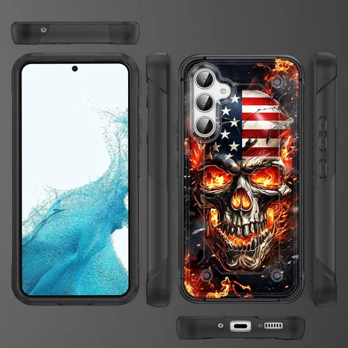 Vista 6 de Funda para Galaxy S25, resistente de doble capa de policarbonato duro y silicona suave, resistente a prueba de golpes, funda protectora para Samsung