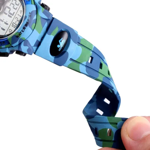 Vista 5 de FANMIS Relojes deportivos para niños, reloj digital electrónico LED, multifunción, 164.0 ft, impermeable, 2 veces, cronómetro colorido