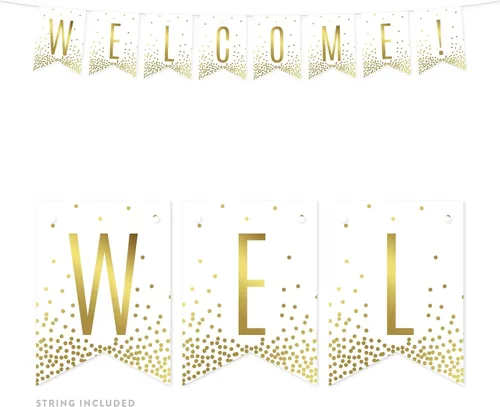 Vista 23 de Andaz Press Decoraciones divertidas de pancarta con diseño de confeti dorado metálico sobre blanco para fiestas de jubilación, la aventura comienza