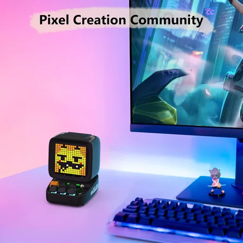 Vista 5 de Divoom Pixoo Pixel Art Display y altavoz Bluetooth retro Ditoo Pro - Pixel Art personalizable, Bluetooth 5.0, para decoración creativa y diversión