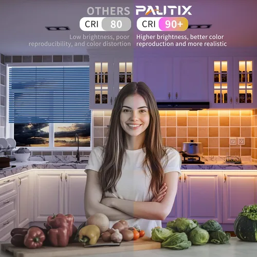 Vista 3 de PAUTIX COB - Tira de luces LED, RGBW luces LED RGB+2700K blanco cálido, certificación UL, sin puntos, 24 V, cinta LED que cambia