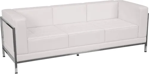 Vista 3 de Flash Furniture HERCULES Imagination Series Sofá contemporáneo de LeatherSoft blanco con marco de revestimiento