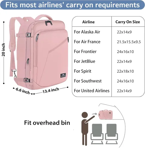 Vista 38 de MATEIN - Mochila de viaje extragrande de 10.56 galones, mochila de viaje ampliable apta para aerolíneas, para viajeros de fin de semana, hombres