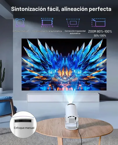 Vista 4 de Mini proyector con WiFi y Bluetooth, proyector portátil inteligente 4K