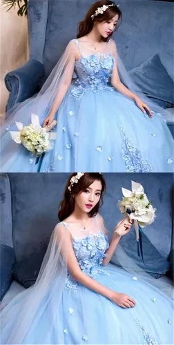 Vista 8 de YJNXHN Vestido de quinceañera floral con apliques para mujer, con capa, vestido largo de graduación, vestido formal de noche