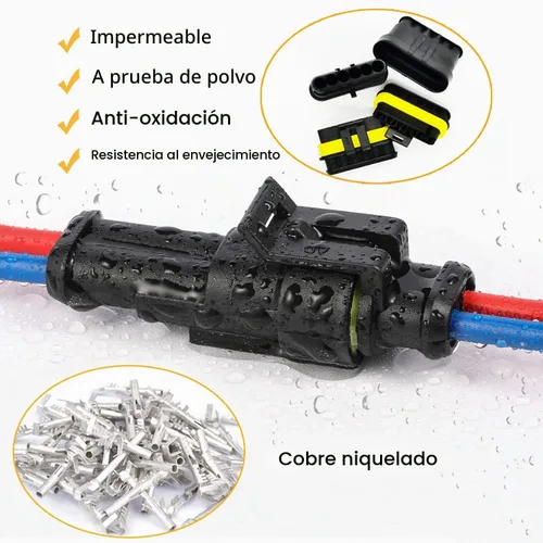 Vista 4 de 20 kits de conectores de 2 pines conectores eléctricos automotrices de desconexión rápida 2 cables impermeable conector terminal kit de enchufe