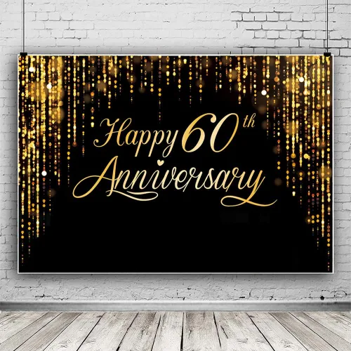 Vista 7 de Pancarta de Feliz 30º Aniversario - Póster de Fotografía Negro Dorado para Decoración de Bodas y Fiestas de Cumpleaños